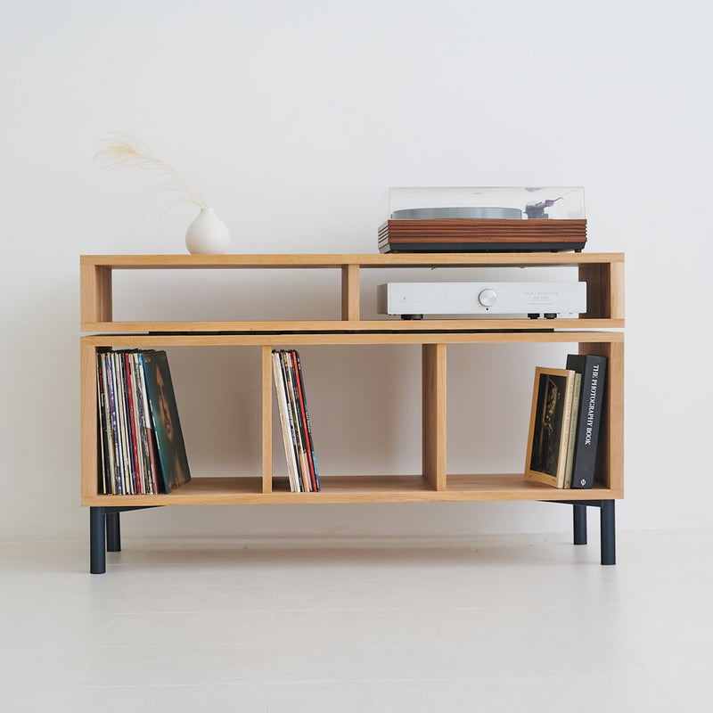 Large Stack [Tube-Leg] Oak Record / Media / TV Stand