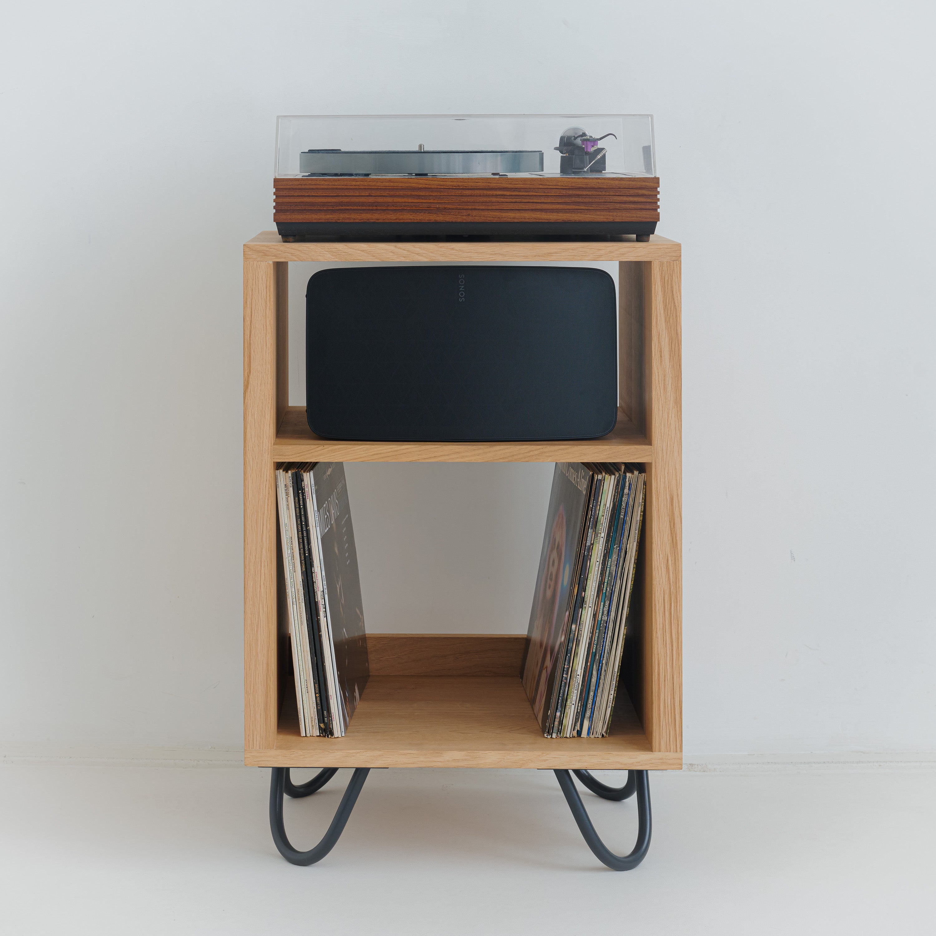 Cd Stand Stack Slim Stack – Solid Oak Record Player & Sonos Stand with Vinyl Storage ...